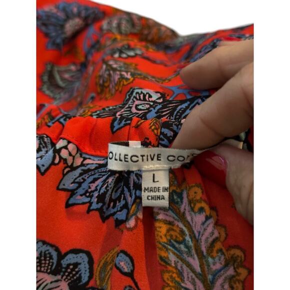 Collective Concepts Women's Red Floral Keyhole Halter Neck Tank Top Size Large - Picture 9 of 9